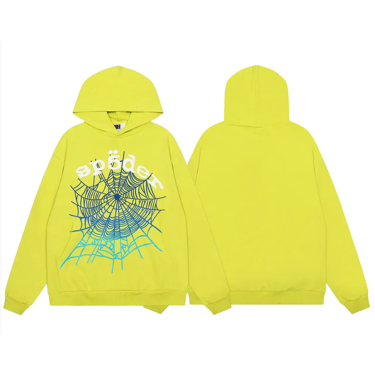 Sp5der Tracksuit Amarelo Lima Estampa de Teia de Aranha 6