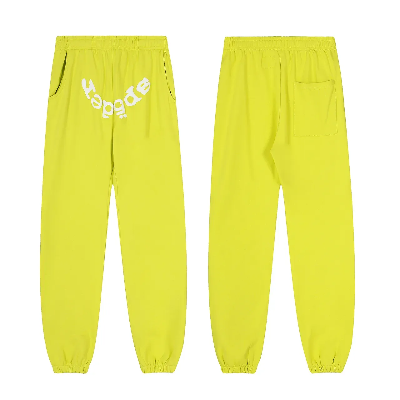 Sp5der Tracksuit Amarelo Lima Estampa de Teia de Aranha 7