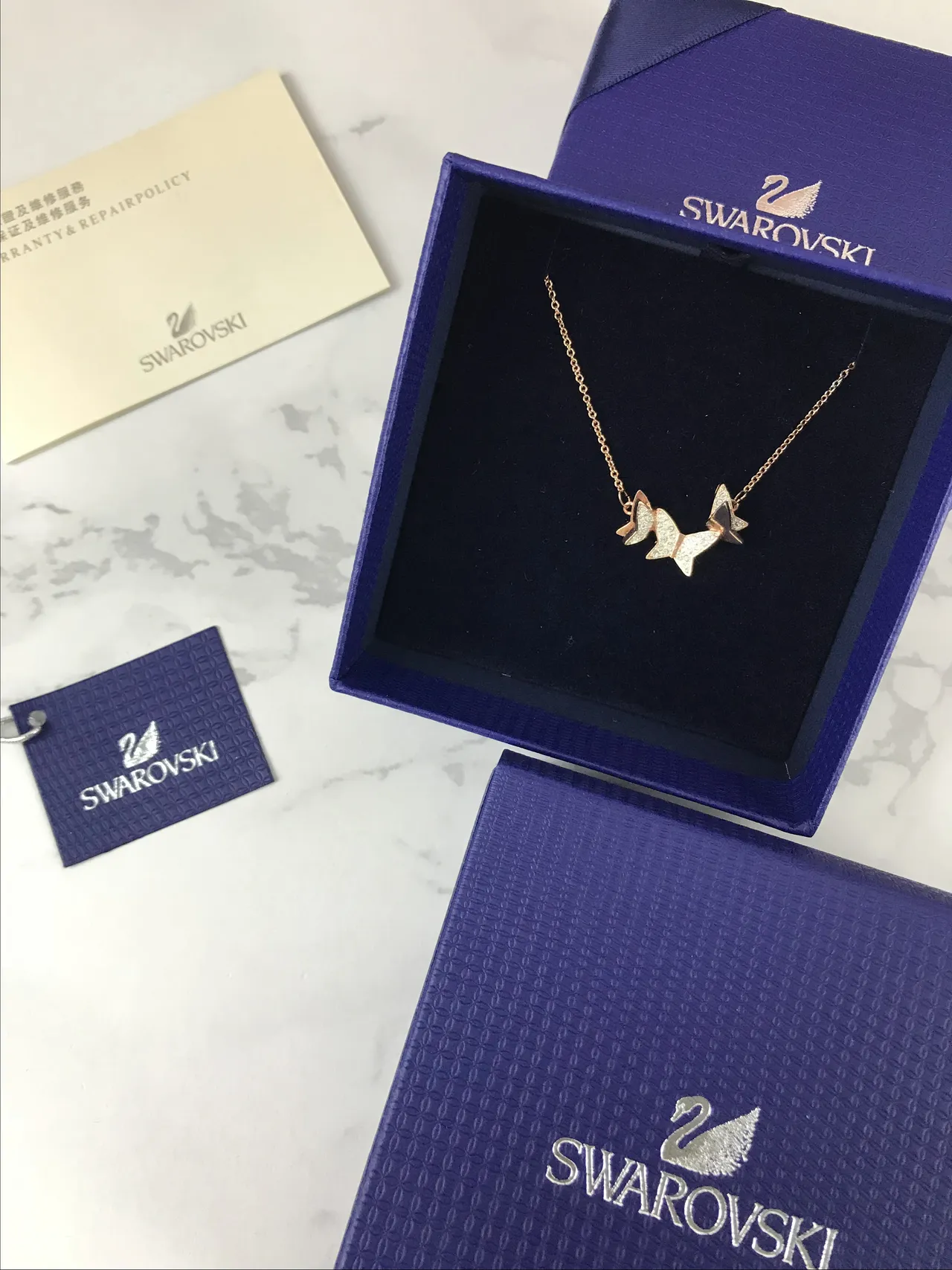 Swarovski Butterfly Pavé Crystal Rose-Gold-Tone Necklace 2