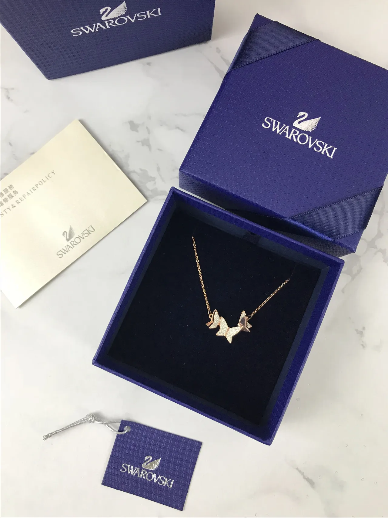 Swarovski Butterfly Pavé Crystal Rose-Gold-Tone Necklace 3