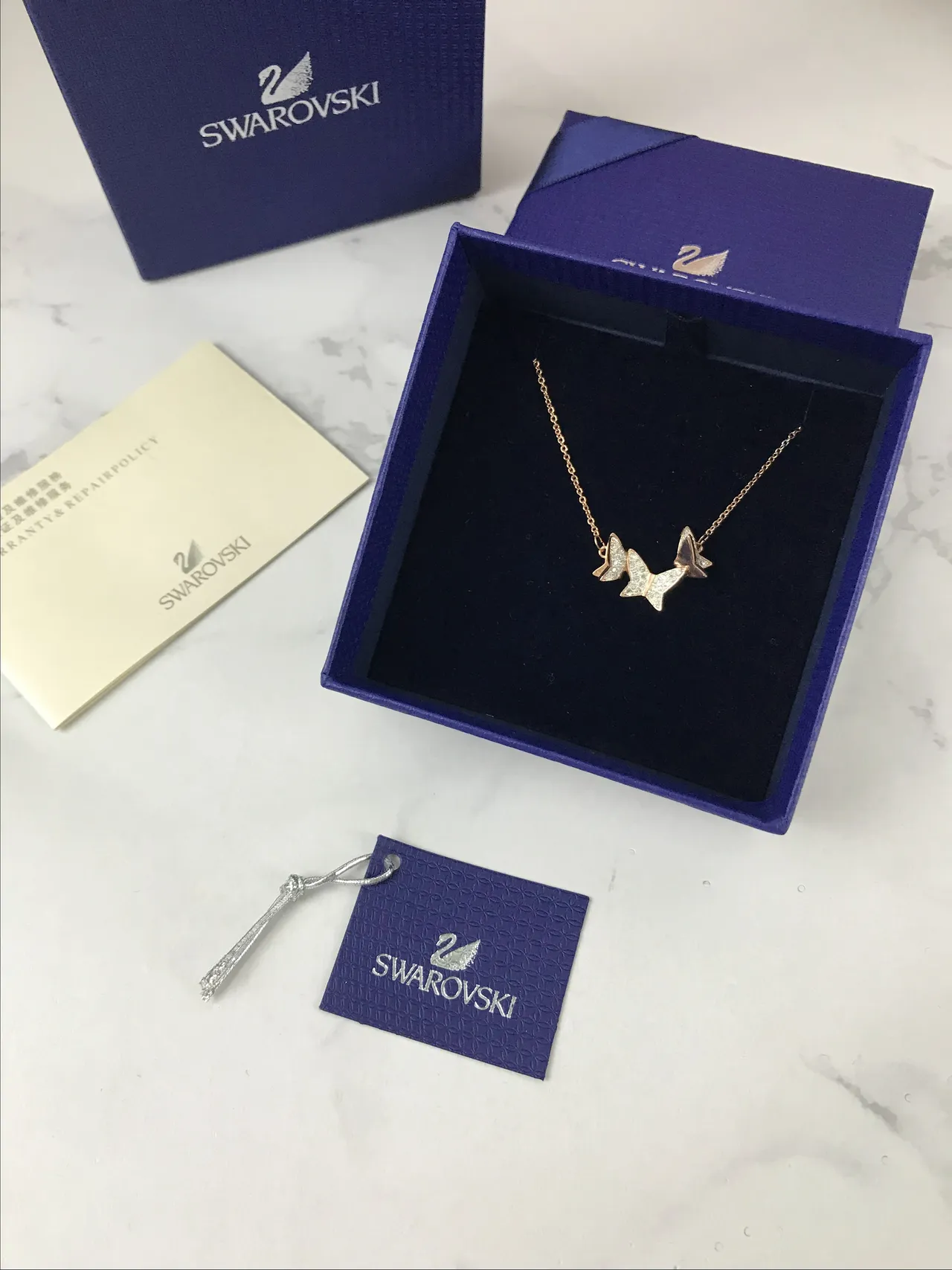 Swarovski Butterfly Pavé Crystal Rose-Gold-Tone Necklace 4