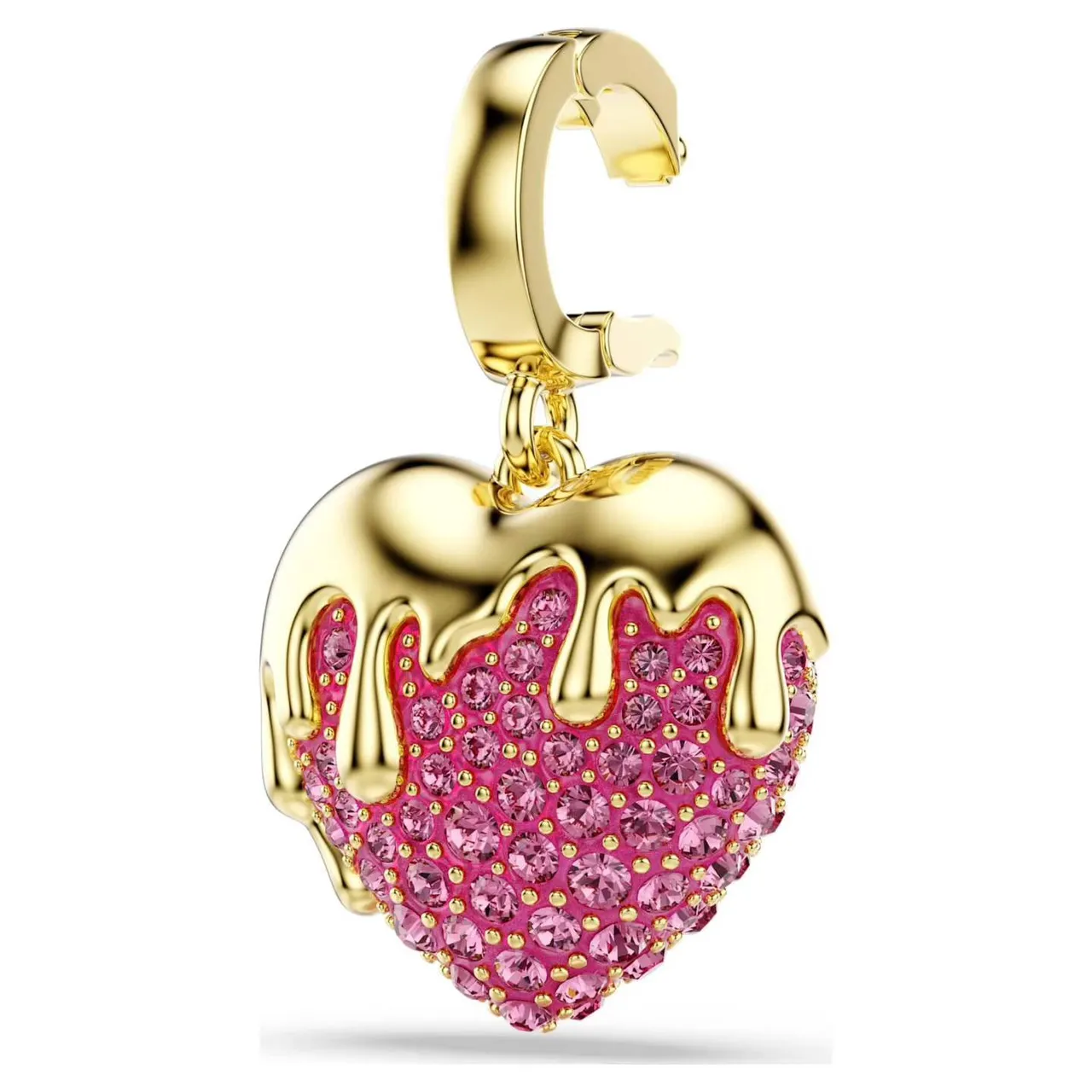 سواروفسكي قلب يقطر ذهب أحمر Pavé-Crystal تأثير اللمعان الراتنج مجوهرات 13