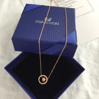 Swarovski Rose-Gold-Tone Pavé Crystal Open Circle Pendant Necklace