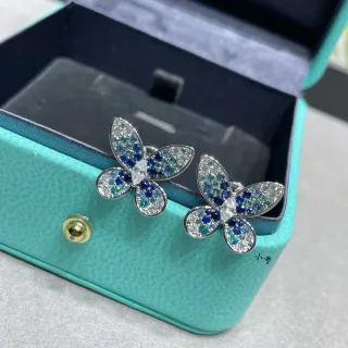 Tiffany & Co. तितली Pavé नीला और सफेद स्टड इयररिंग्स