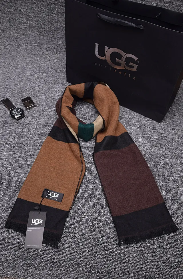 UGG Bufanda de Cachemira Rayada con Flecos de Colores en Bloque 1