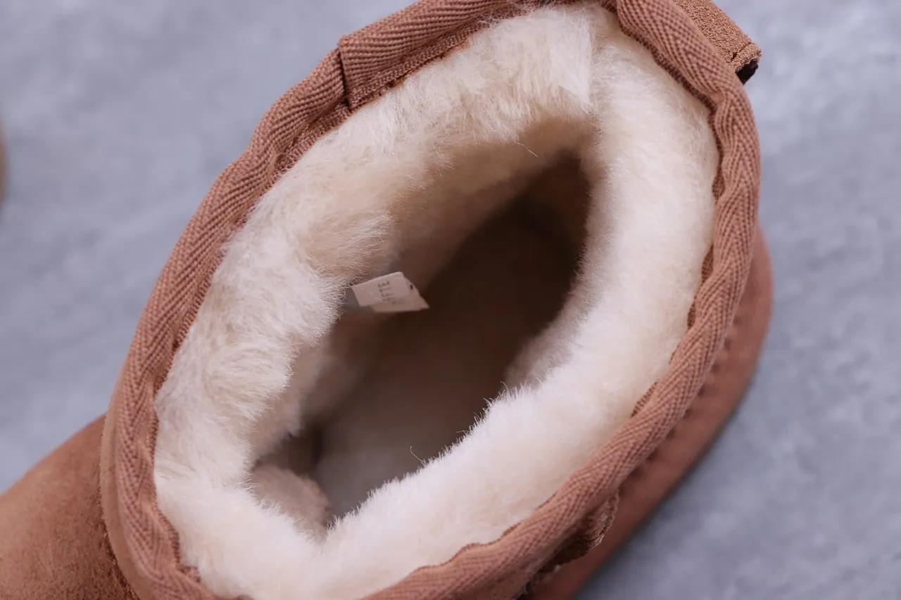 UGG Classic Mini Chestnut Suede Shearling-Lined Snow Boots 2