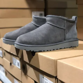 UGG Classic Mini 灰色麂皮羊毛内里雪靴