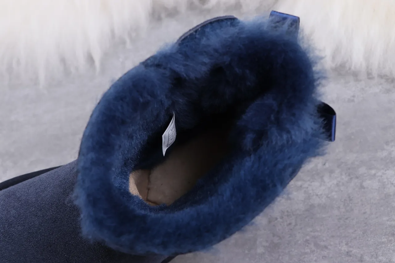 UGG Classic Mini Navy Shearling-Lined Snow Boots 2