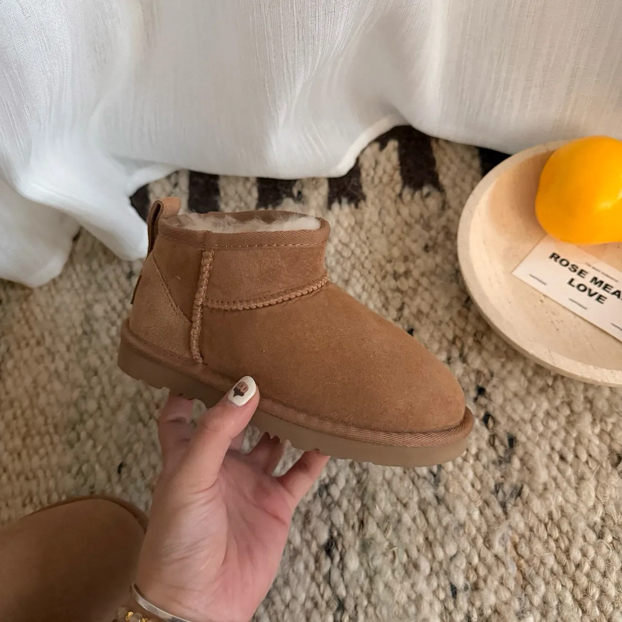 UGG Classic Mini Tan Suede Shearling-Lined Snow Boots 6