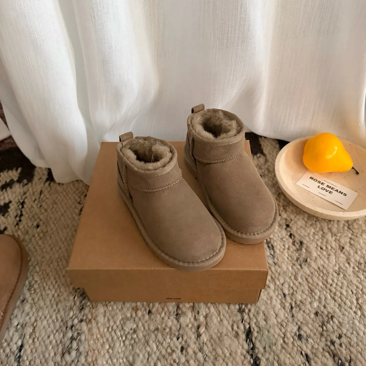 UGG Classic Mini Tan Suede Shearling-Lined Snow Boots 11