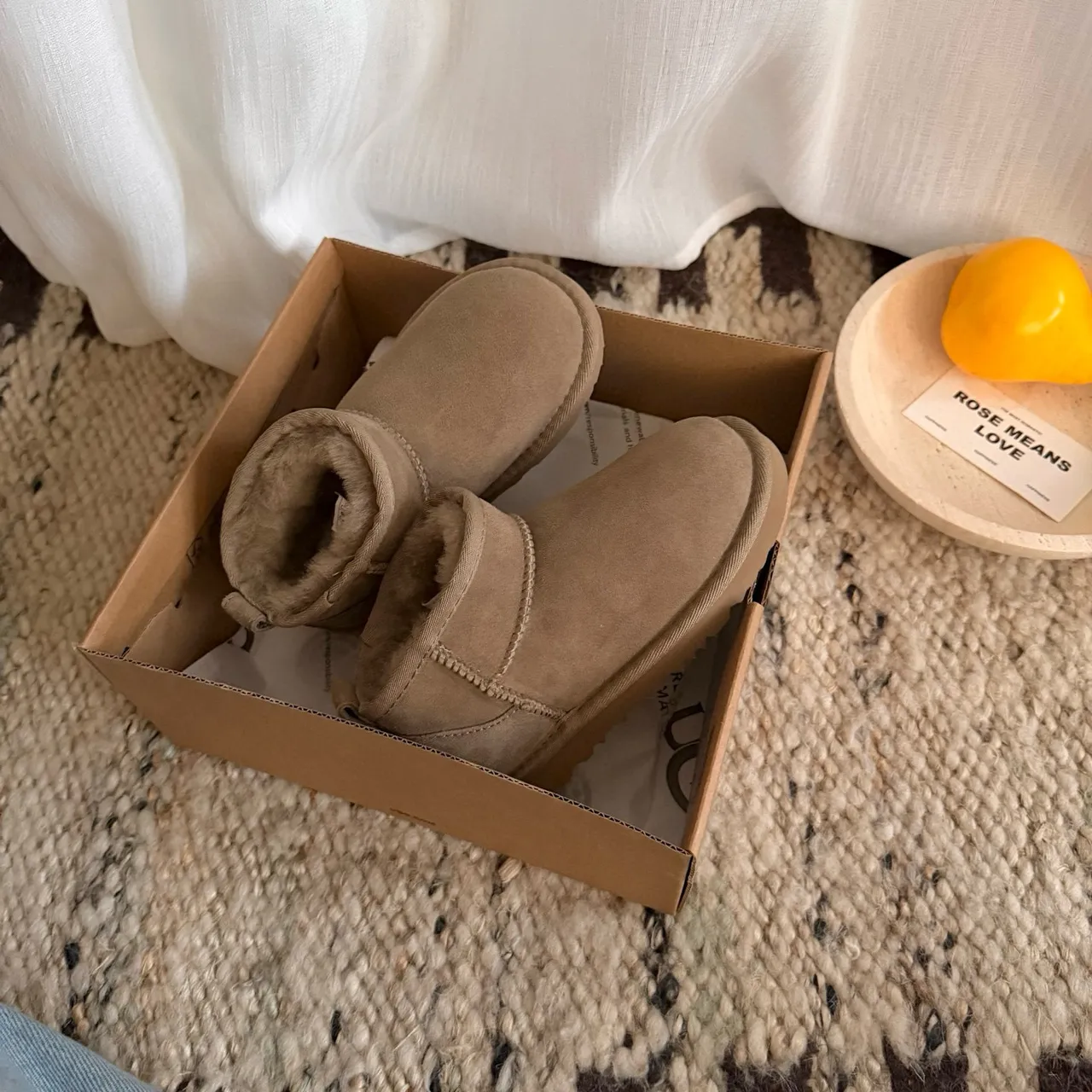 UGG Classic Mini Tan Suede Shearling-Lined Snow Boots 13
