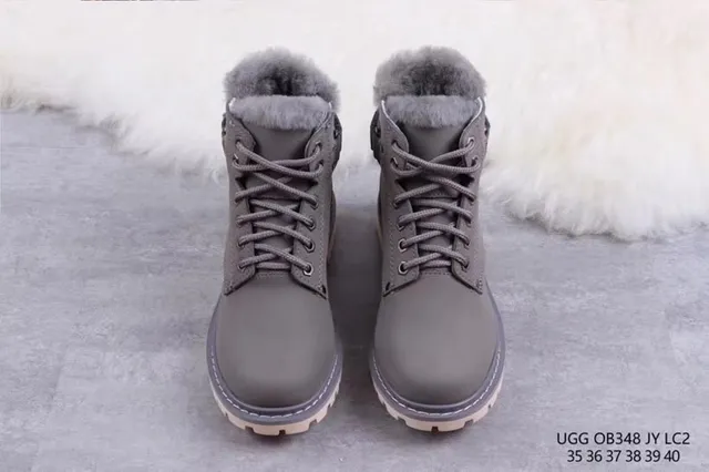 UGG 灰米色 系带 羊毛内里 踝靴 8