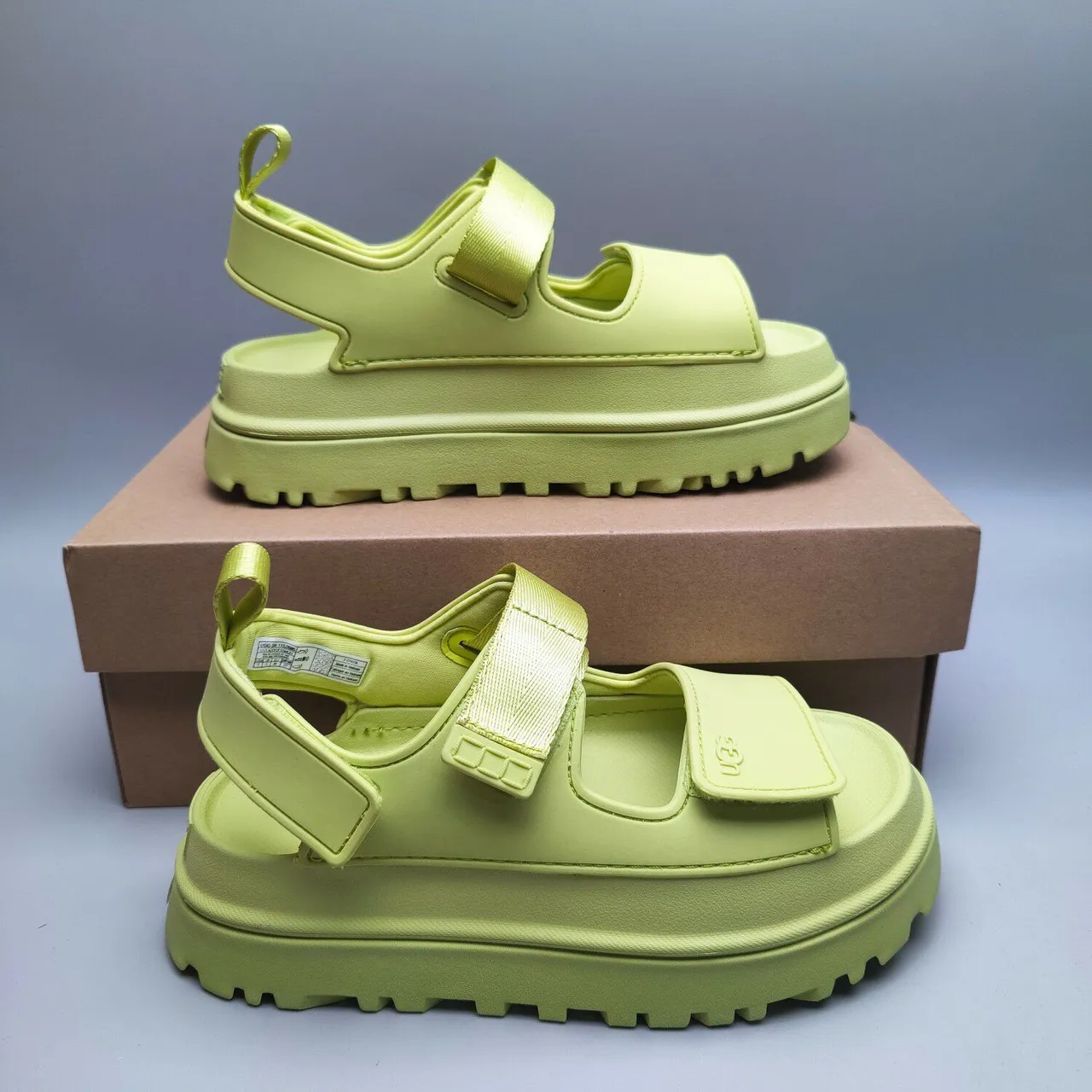Sandales Casuales UGG Vert Chunky Plateforme Double Bride 5