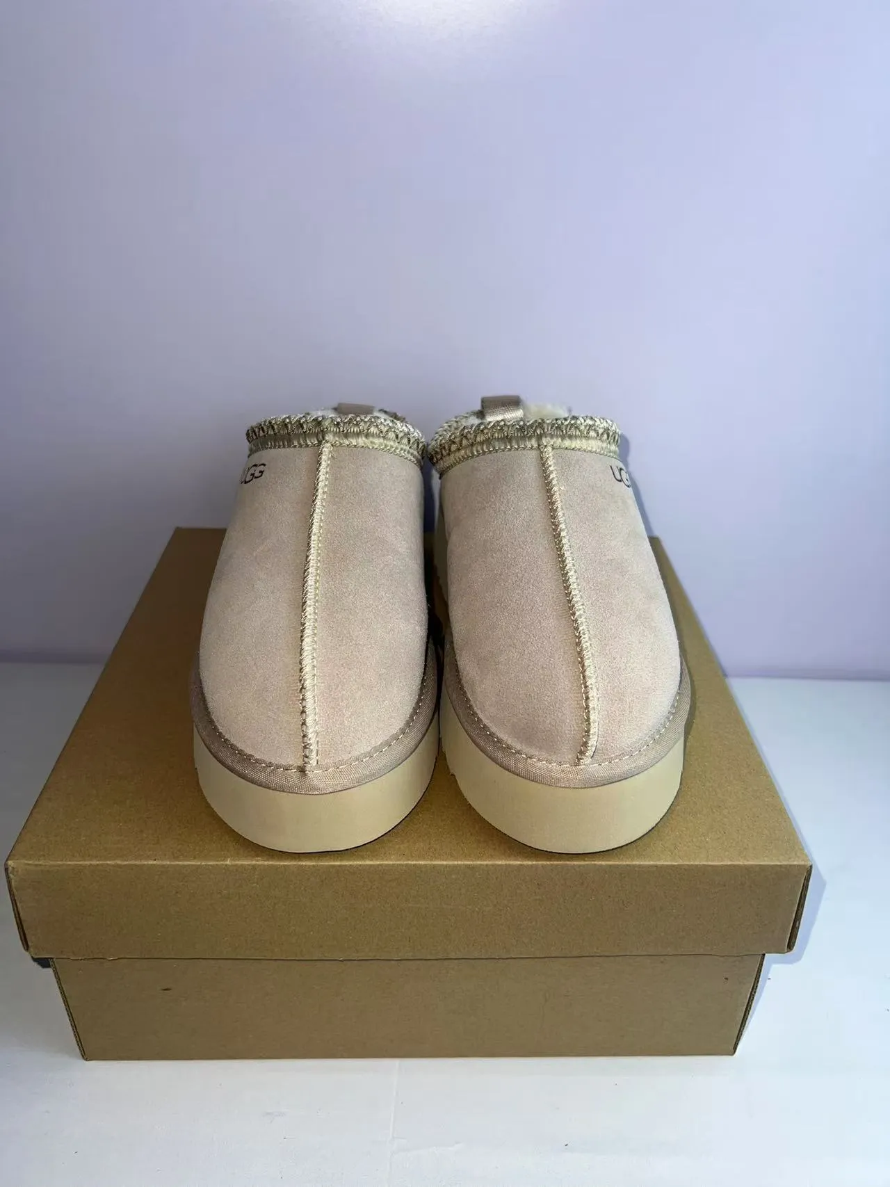 UGG Tasman Beige Gold Platform Sole Shearling-Lined Casual Shoes 4