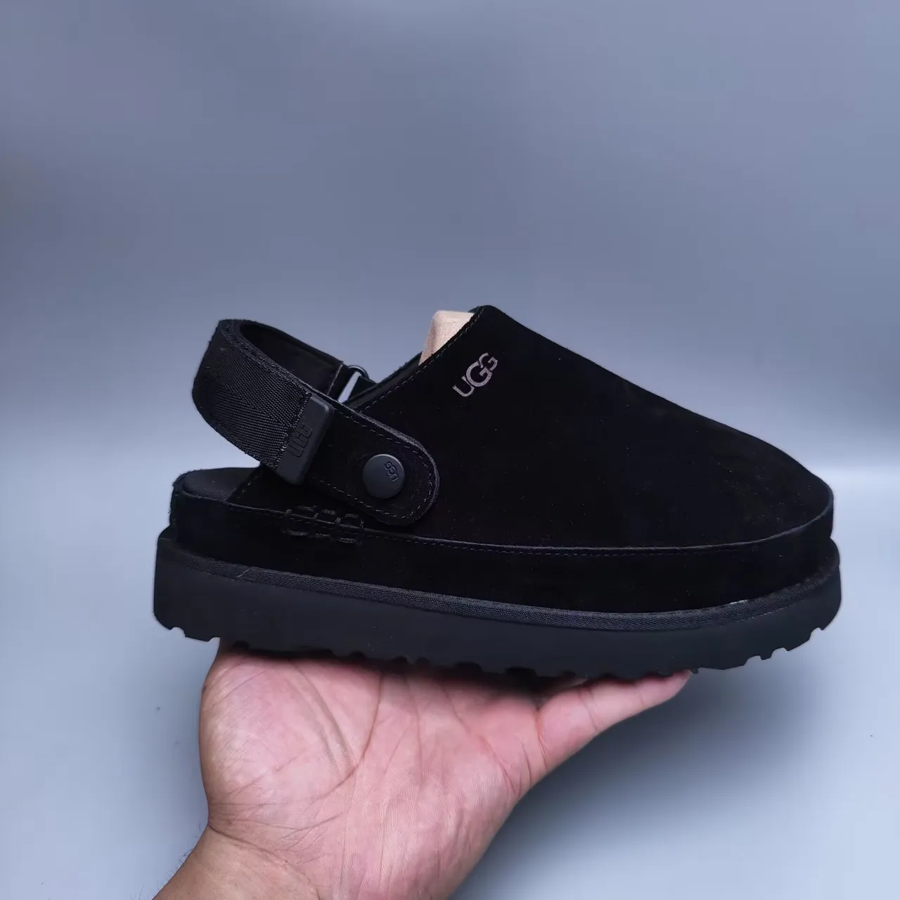 UGG Tasman Black Suede Strap Slipper 7
