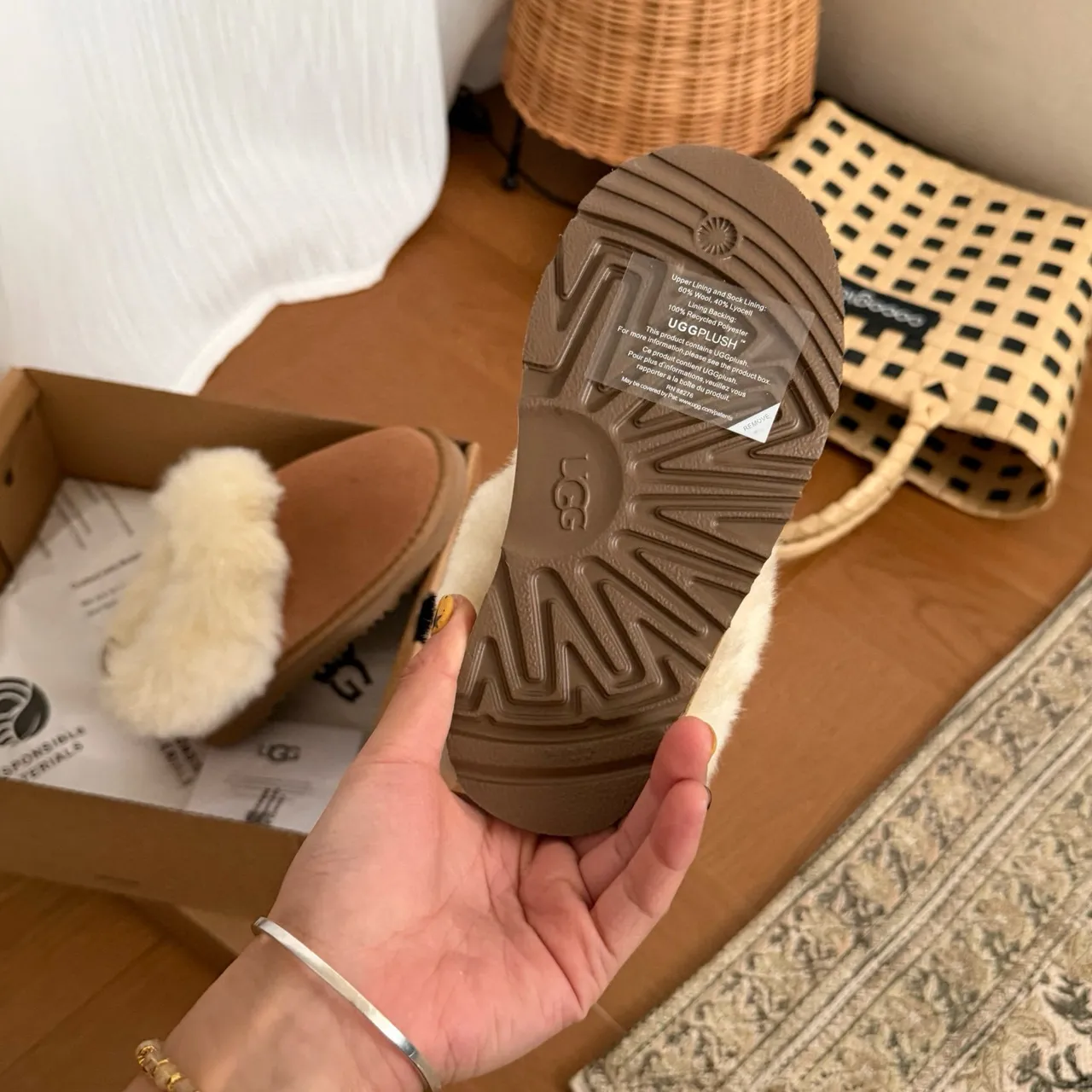 UGG Tasman marron beige Shearling-Trimmed daim empiècement chaussures casual 9