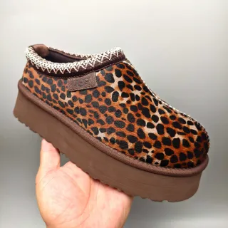 UGG Tasman Brown Multicolor Leopard-Print Shearling-Textured Casual Shoes