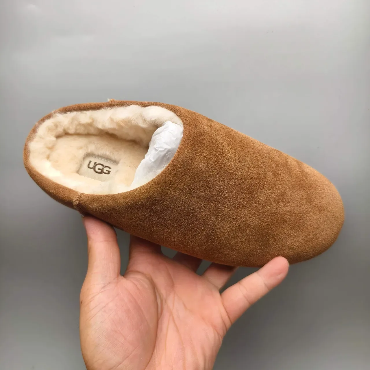 UGG Tasman أحذية منزلية بني جلد سويد مع مبطن بجلد الغنم 3