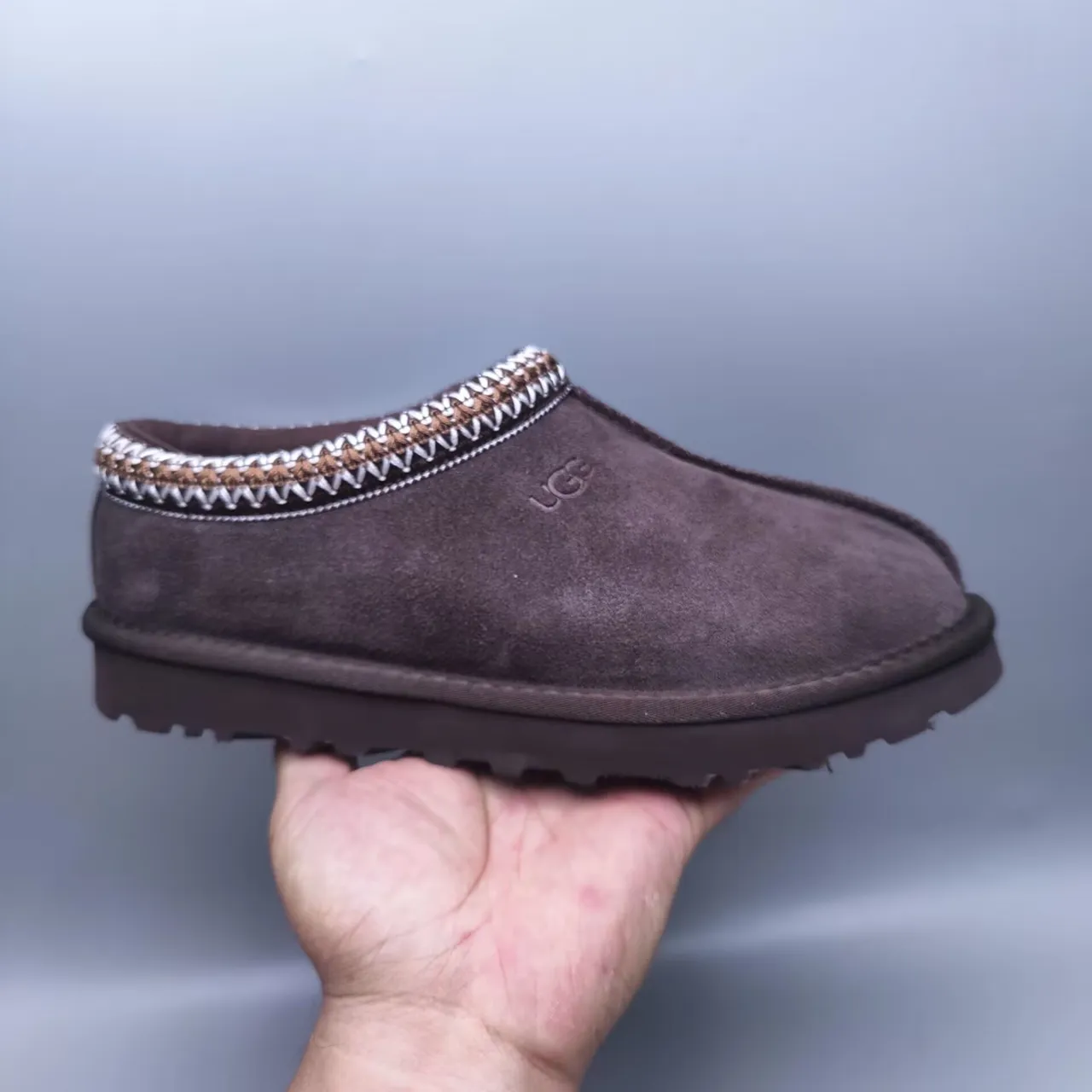 UGG Tasman 棕白 麂皮鞋面 编织边 领 休闲鞋 6