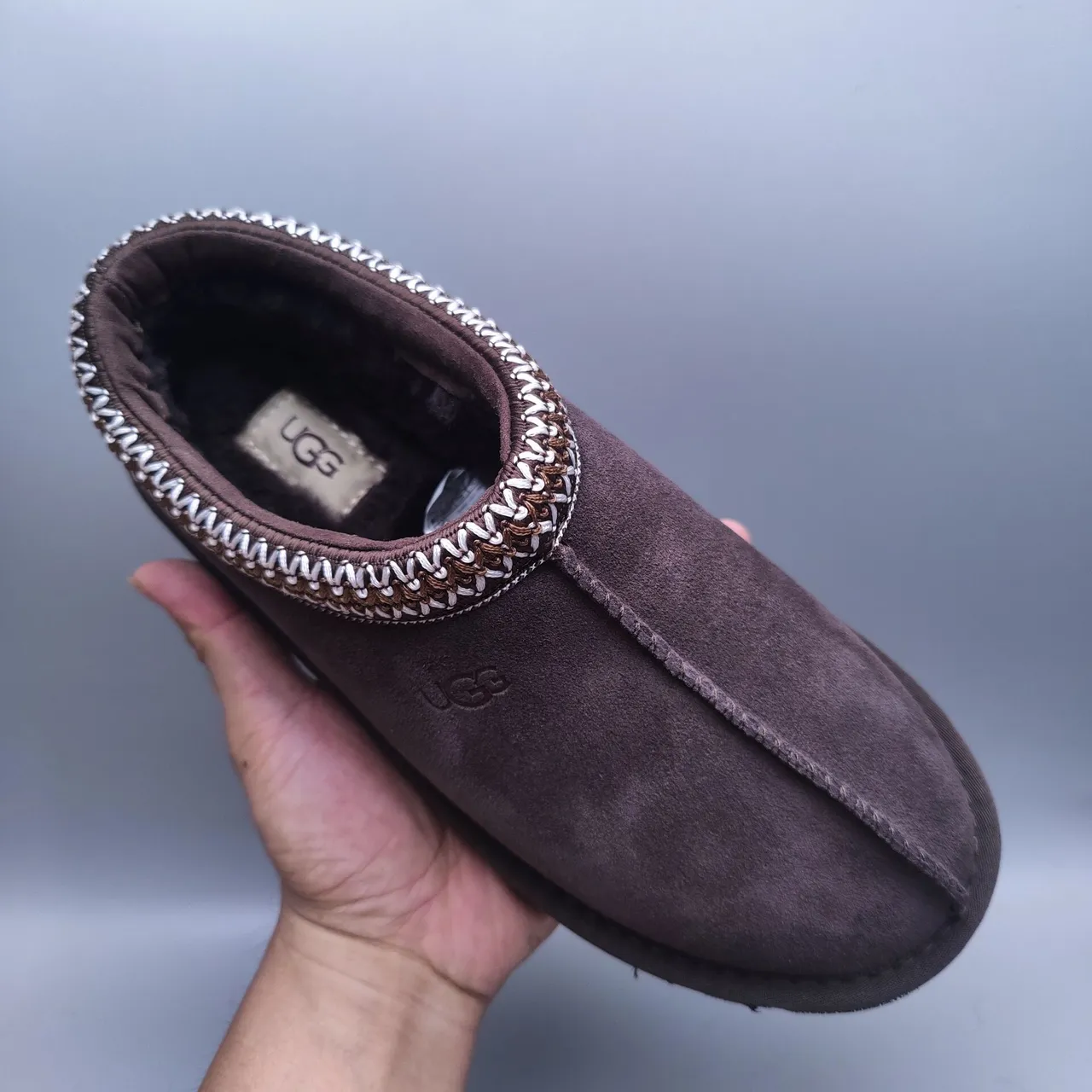 UGG Tasman 棕白 麂皮鞋面 编织边 领 休闲鞋 7