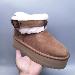 UGG Tasman 棕白 麂皮 羊毛内里 翻边 雪靴