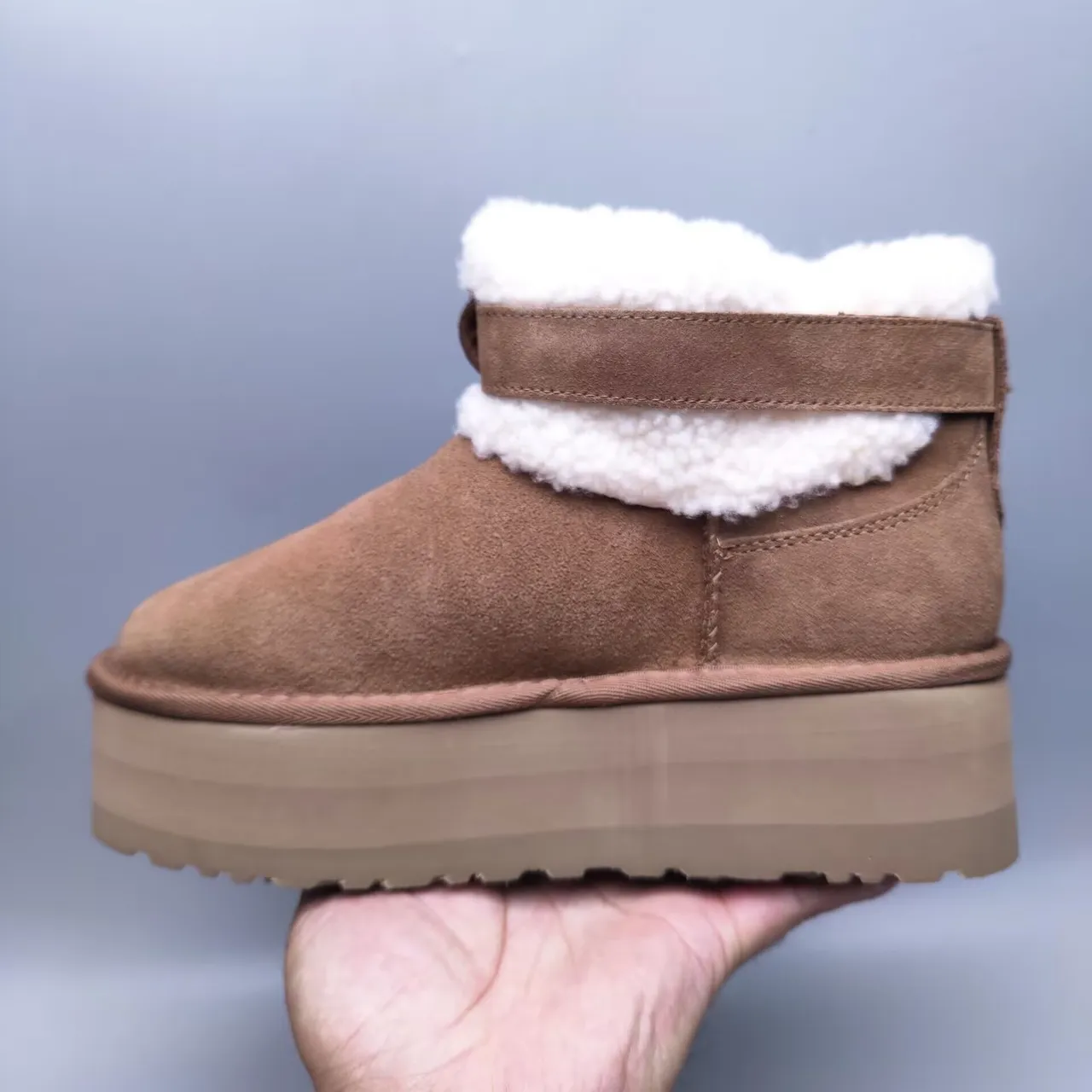 UGG Tasman بني أبيض سويد أبو علوي شيرلينج لينينج كف بوتات ثلج 6