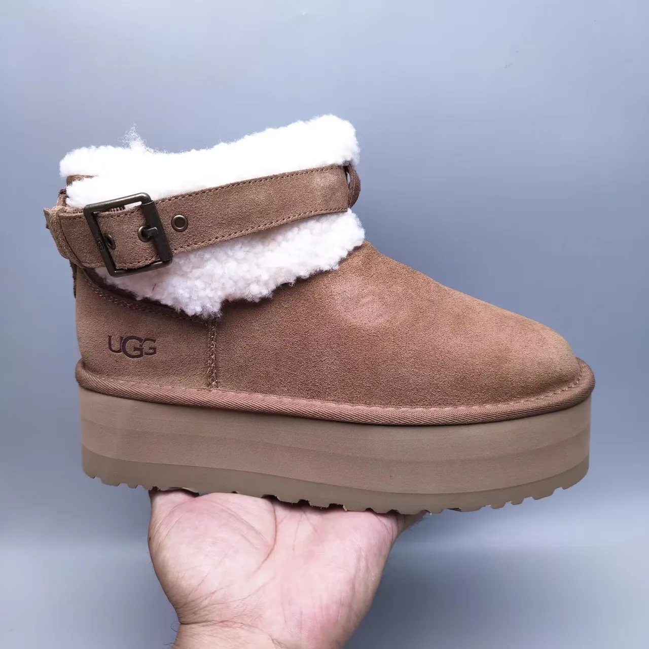 UGG Tasman بني أبيض سويد أبو علوي شيرلينج لينينج كف بوتات ثلج 7