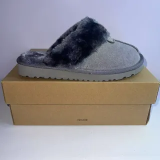 UGG Tasman Gray Suede Shearling-Lined Slippers