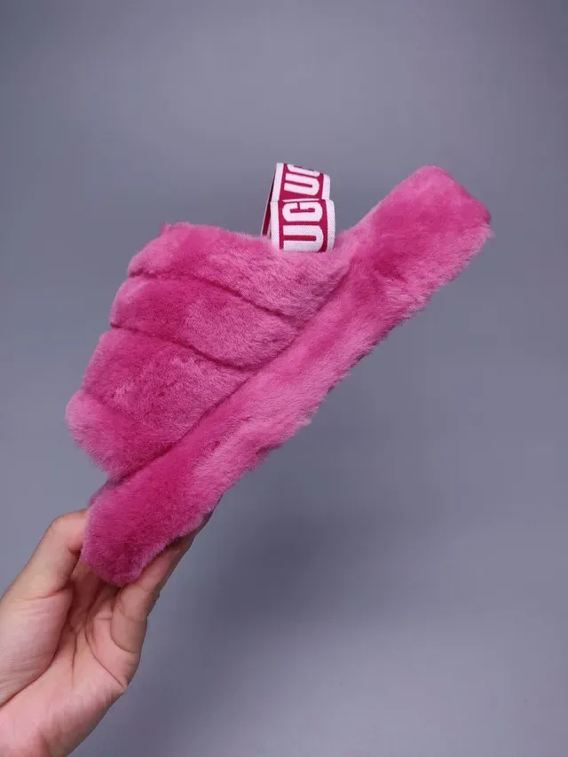 UGG Tasman Pink Plush Faux Fur Slippers 3