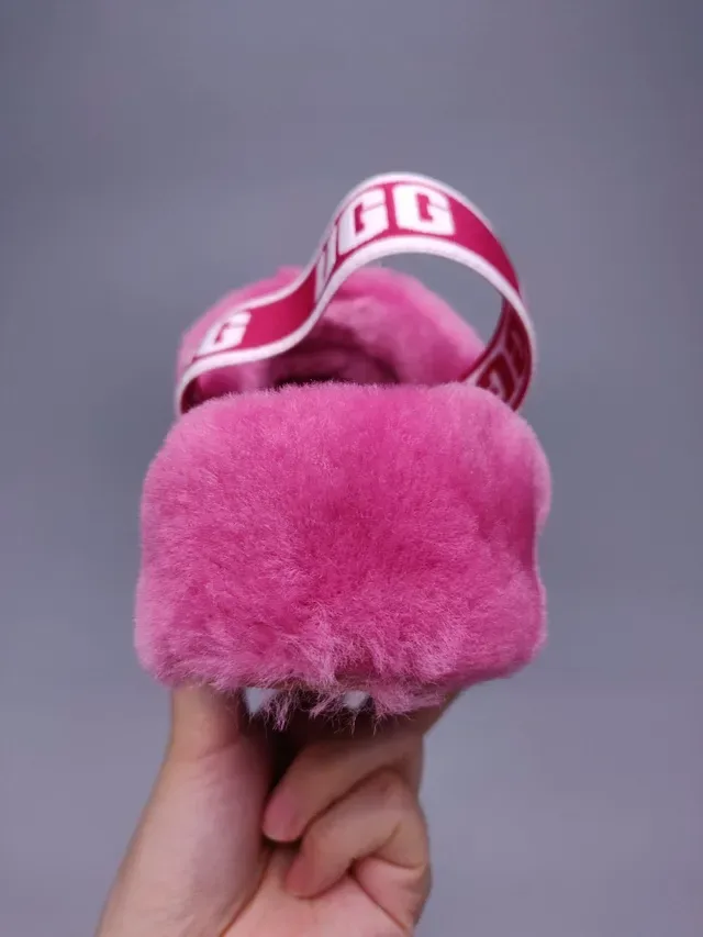 UGG Tasman Pink Plush Faux Fur Slippers 4