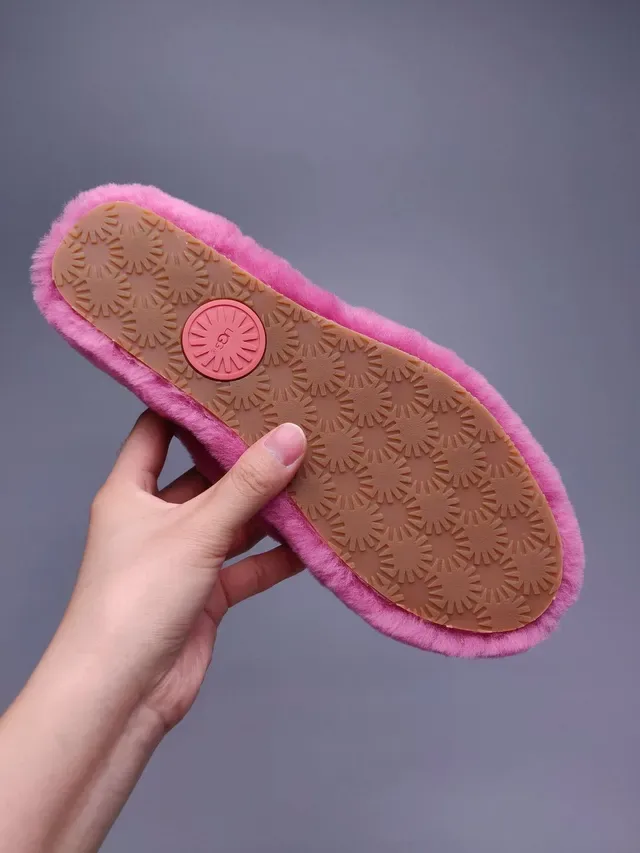 UGG Tasman Pink Plush Faux Fur Slippers 5