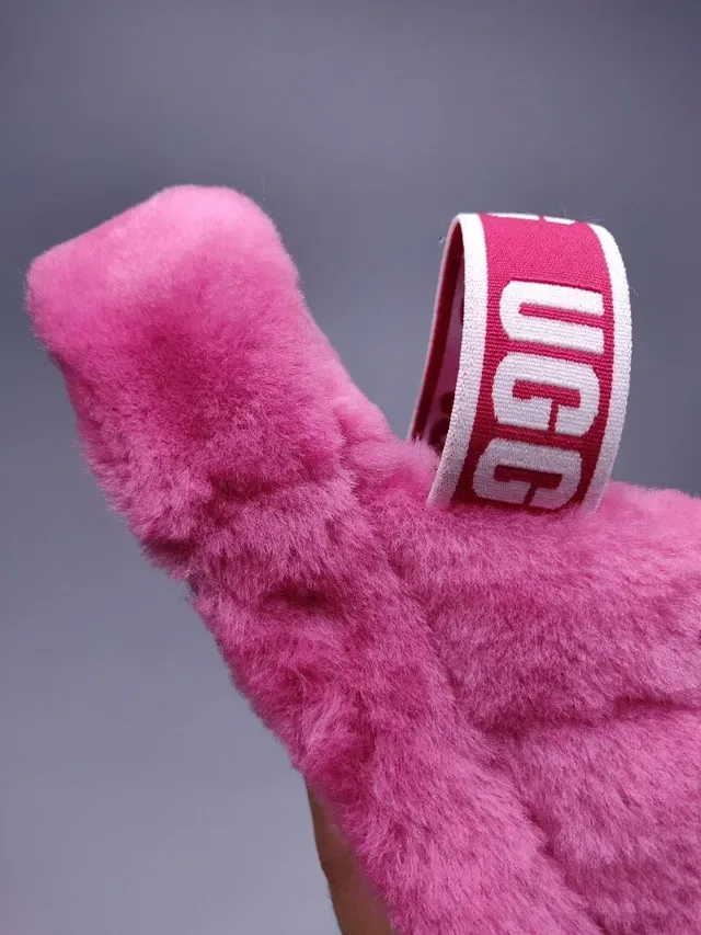 UGG Tasman Pink Plush Faux Fur Slippers 6