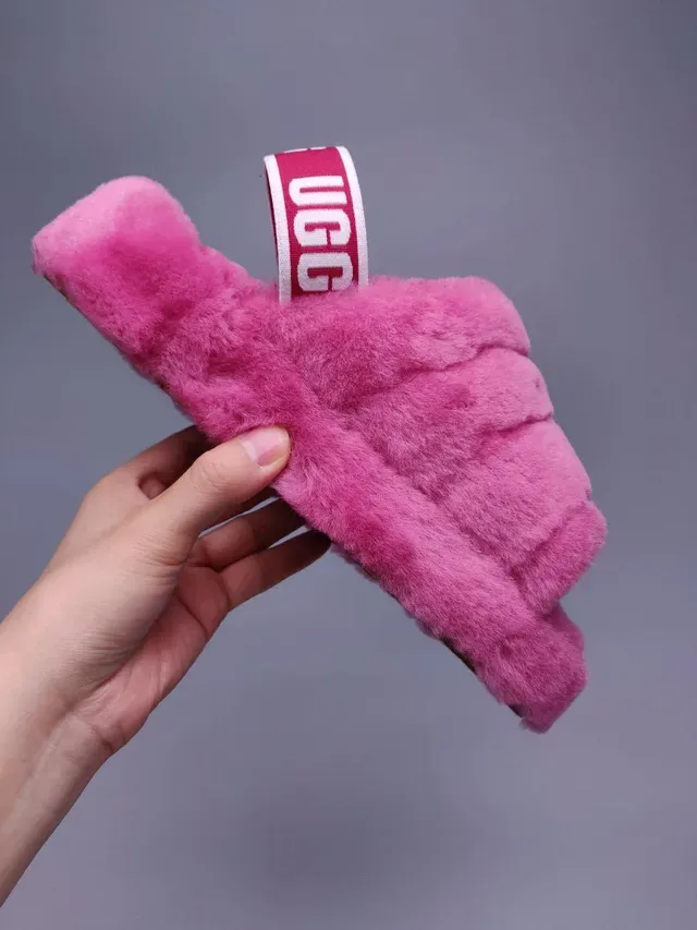 UGG Tasman Pink Plush Faux Fur Slippers 7
