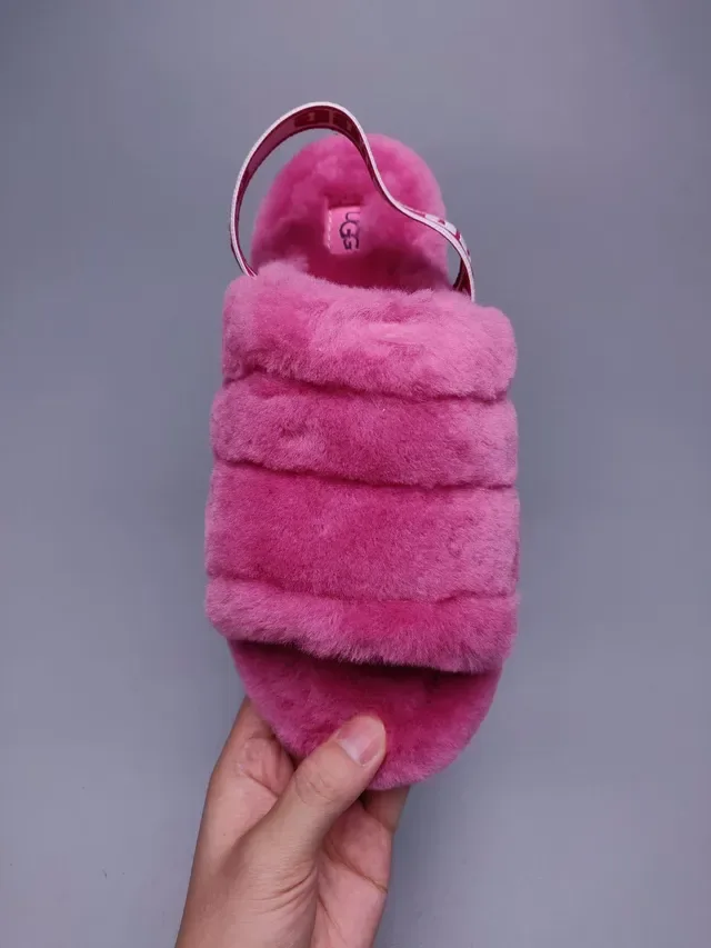 UGG Tasman Pink Plush Faux Fur Slippers 8