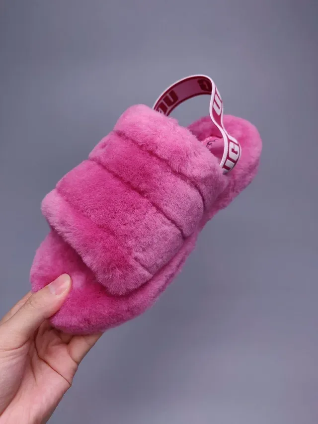 UGG Tasman Pink Plush Faux Fur Slippers 9