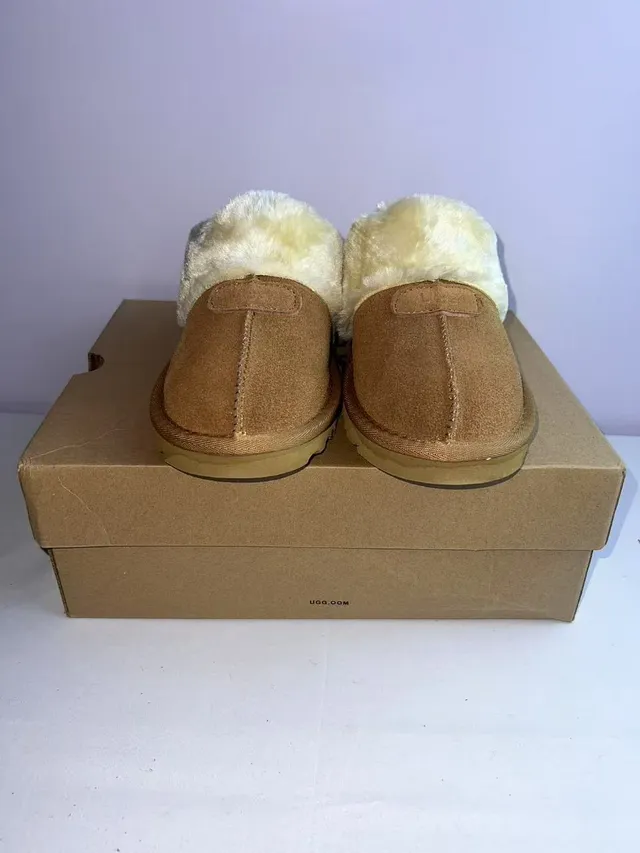 UGG Tasman Tan Suede Shearling-Lined Slippers 5