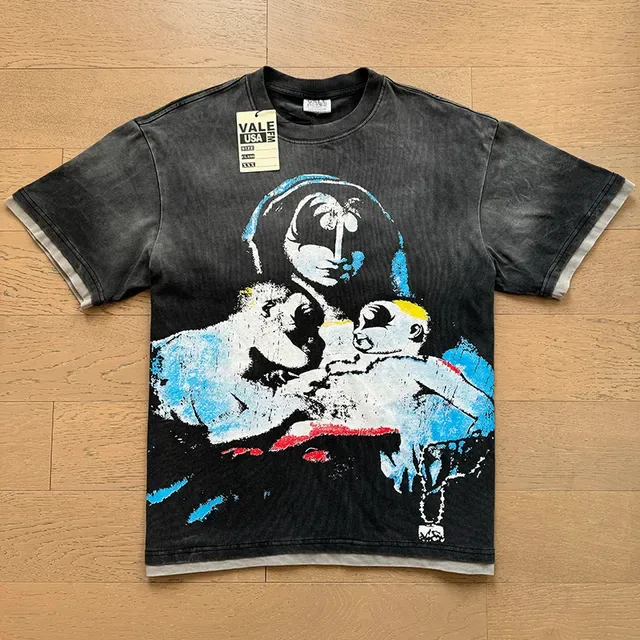 T-shirt graphique noir acid wash usé Vale Forever 3