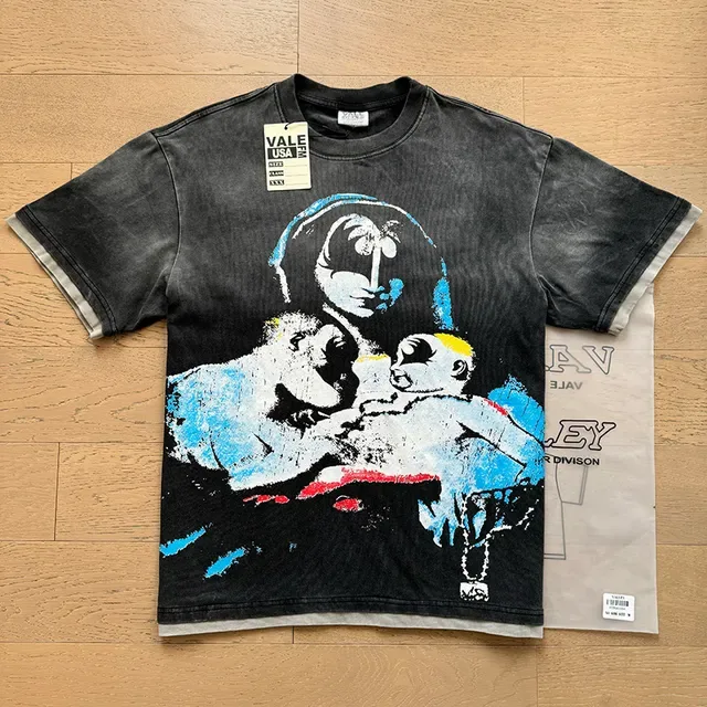T-shirt graphique noir acid wash usé Vale Forever 4