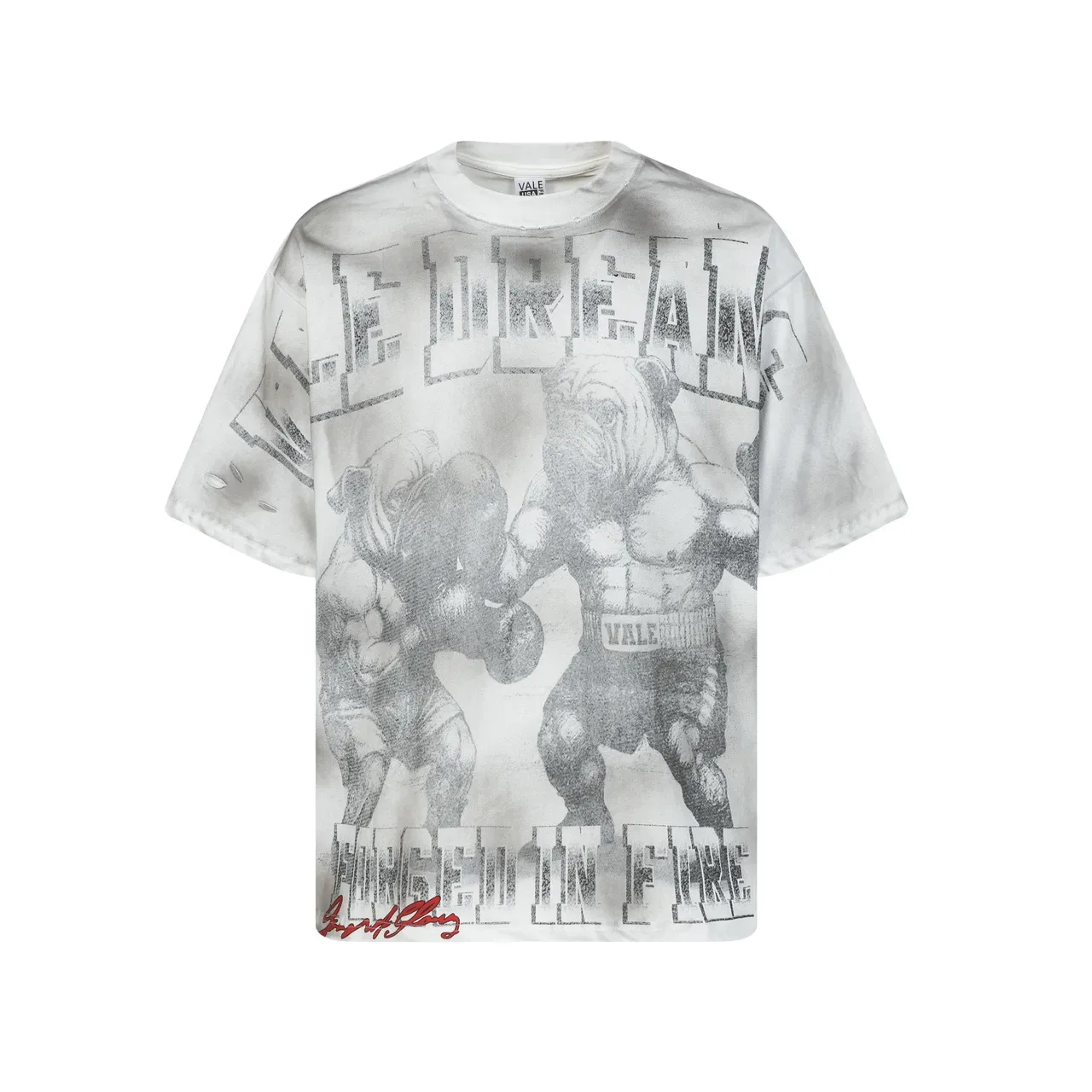 Vale Forever Distressed Acid-Wash Graphic Print Oversized T-Shirt 2