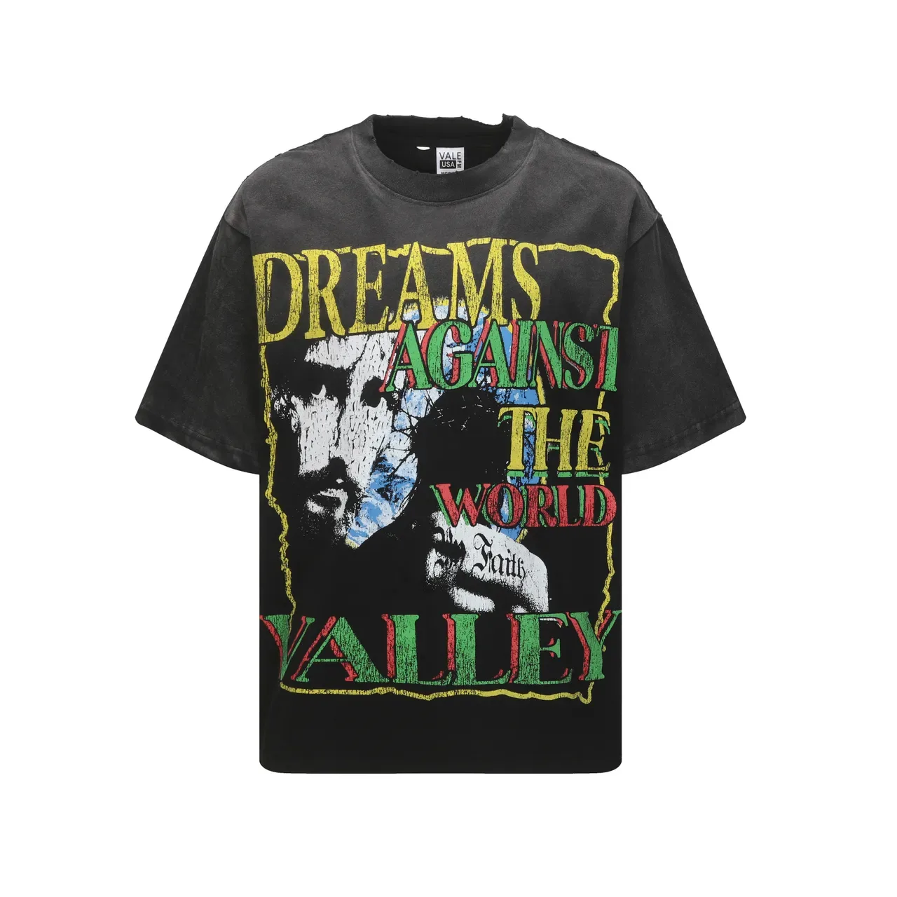 Vale Forever Distressed Black Graphic Print Oversized T-Shirt 3