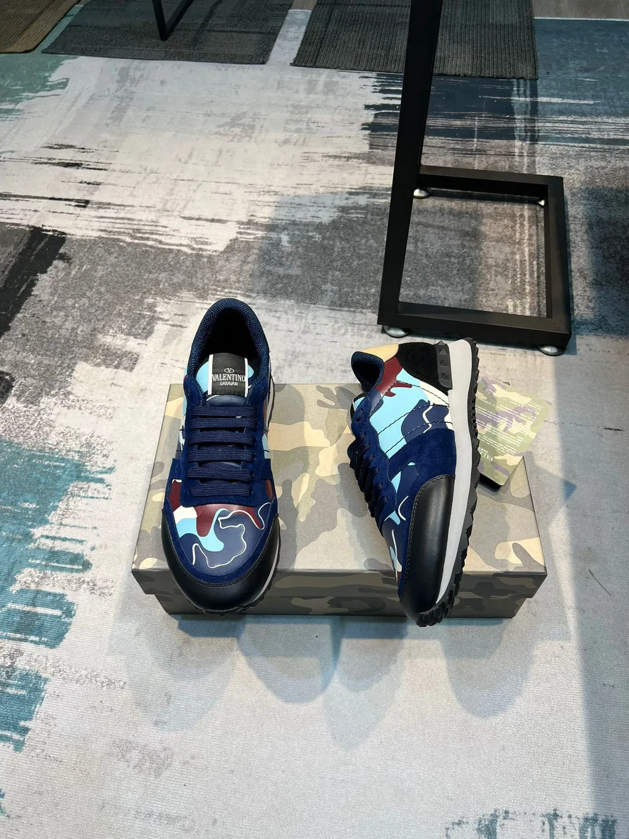 Valentino Rockstud Camuflaje Azul Marino Zapatillas Lifestyle 4