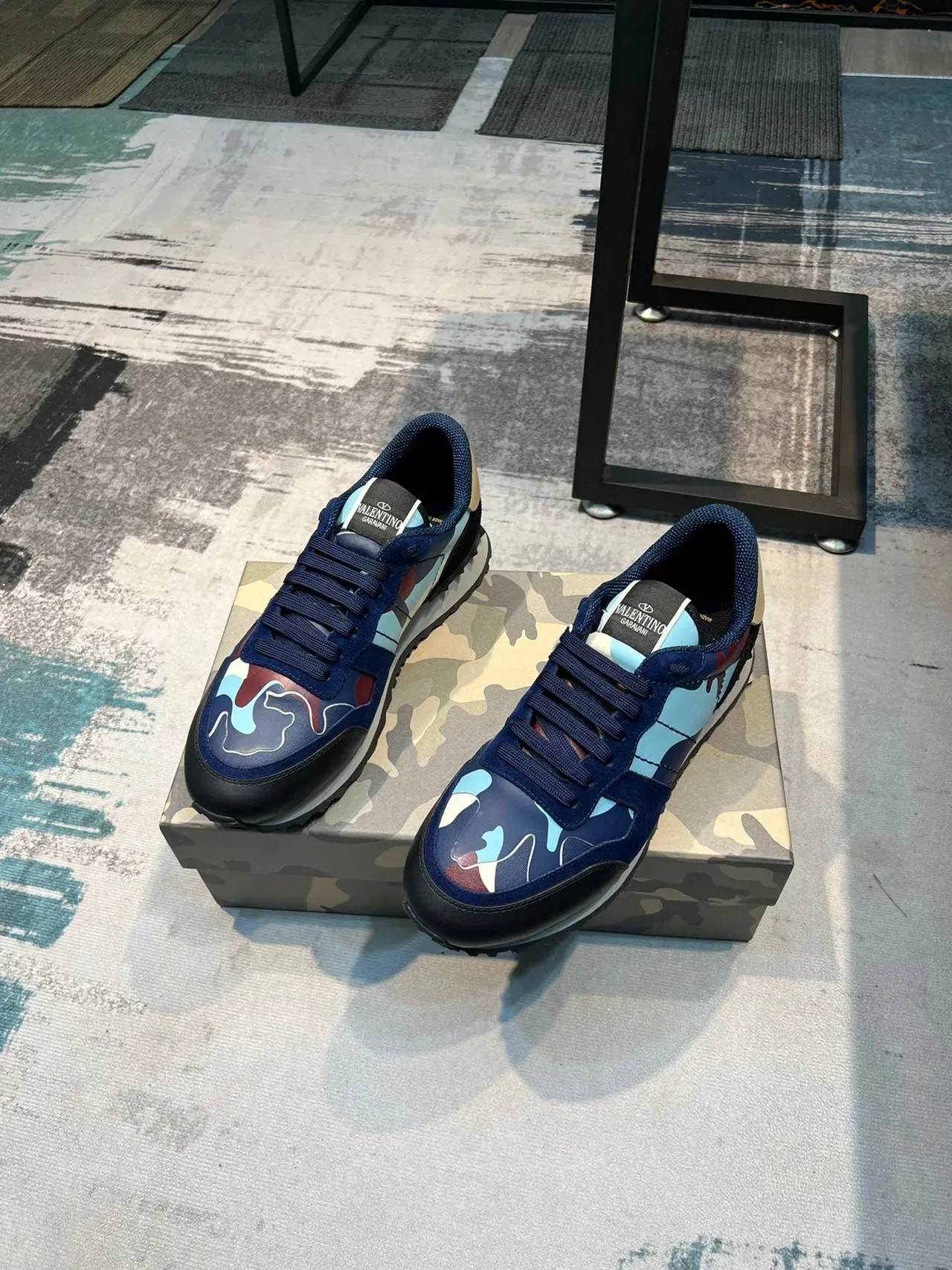 Valentino Rockstud Camuflaje Azul Marino Zapatillas Lifestyle 5