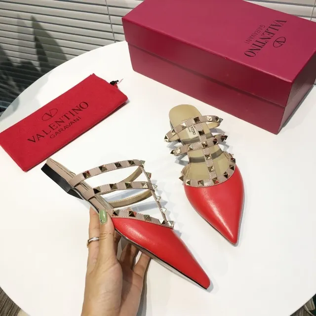 Valentino Rockstud Red Leather Studded Strap Stilettos 2