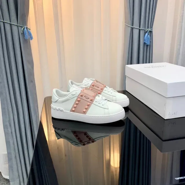 Valentino Rockstud White and Dusty Rose Studded Lifestyle Sneakers 2