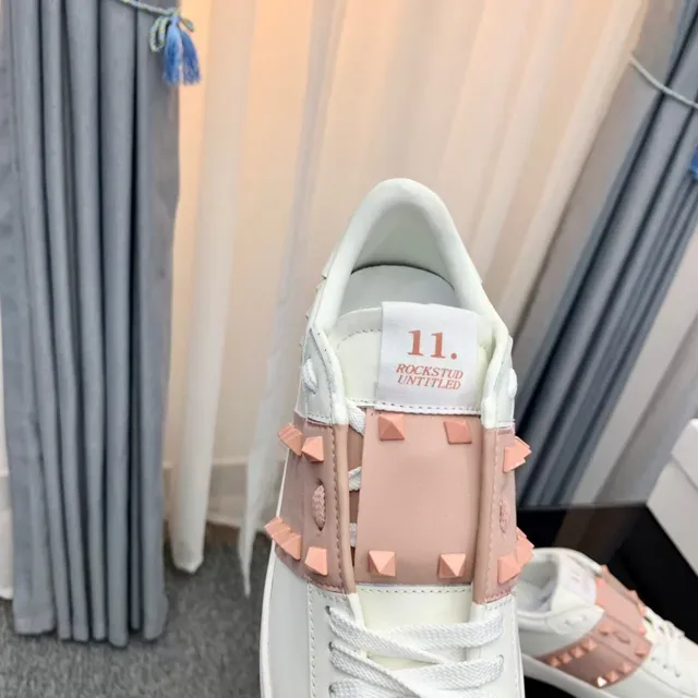 Valentino Rockstud White and Dusty Rose Studded Lifestyle Sneakers 3