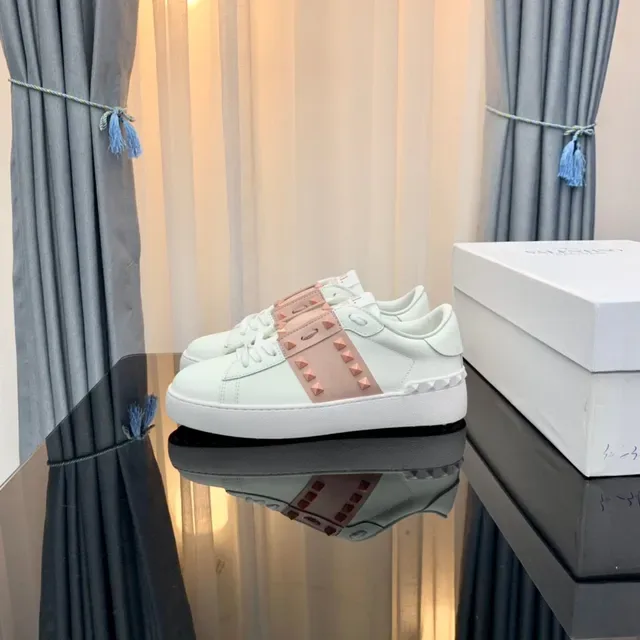 Valentino Rockstud White and Dusty Rose Studded Lifestyle Sneakers 9