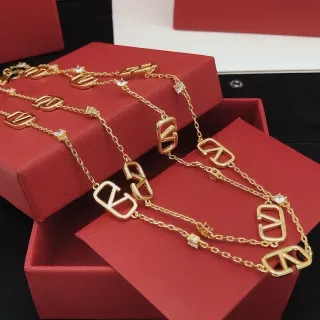 Valentino VLogo গোল্ড সিলভার চেইন রিপিটিং লিংক নেকলেস
