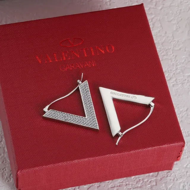 Valentino VLogo Pavé Crystal সোনা এবং রূপার হুপ ইয়ারিংস 2