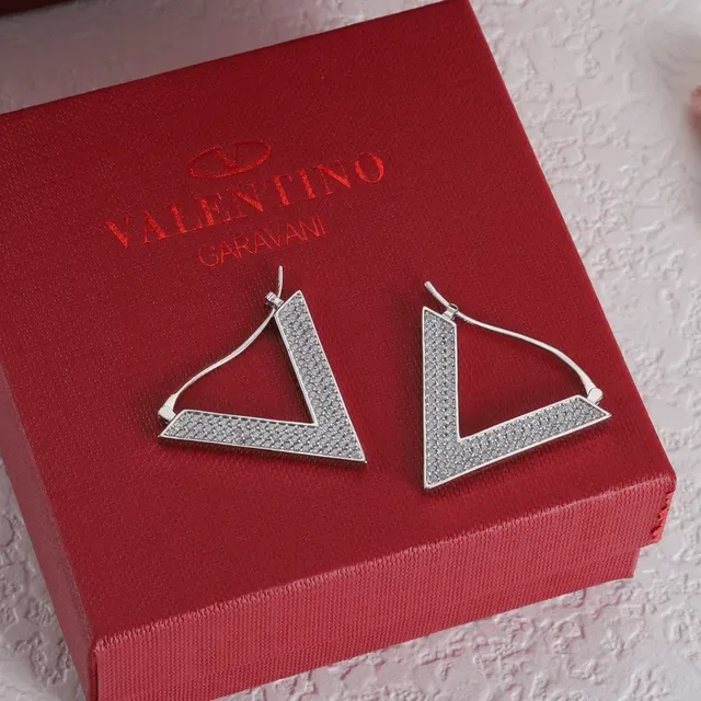 Valentino VLogo Pavé Crystal সোনা এবং রূপার হুপ ইয়ারিংস 3