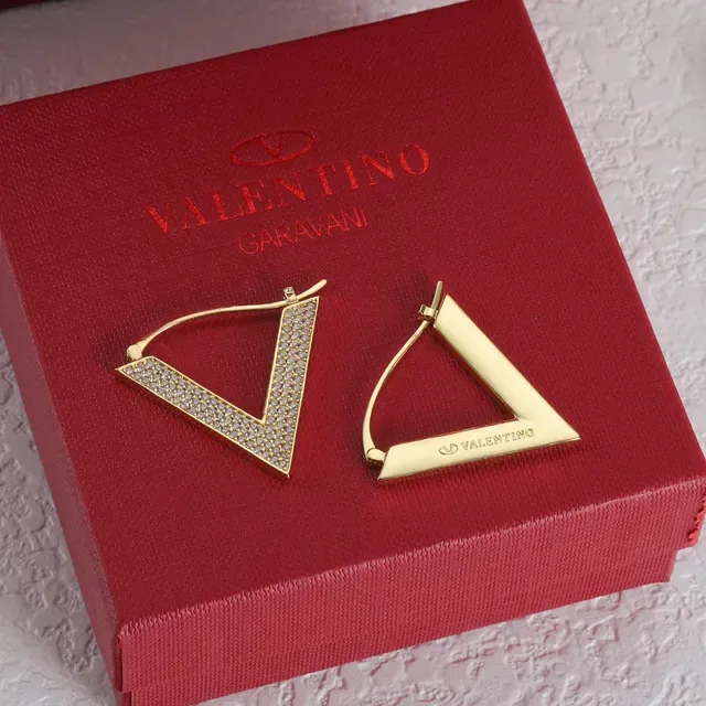Valentino VLogo Pavé Crystal সোনা এবং রূপার হুপ ইয়ারিংস 5